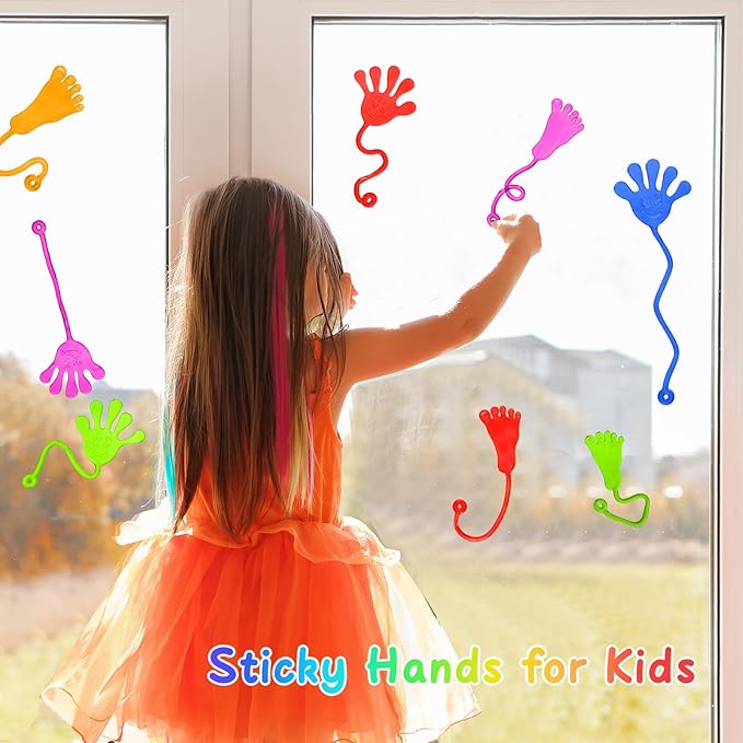 Sticky Hands Bulk 60 PCS Party Favors for Kids 4-8,8-12 Year Stretchy Sticky Hand Feet Goodie Bags Stuffers for Kids Treasure Box Toys for Classroom Small Mini Prizes Birthday Party Supplies Slap Hand