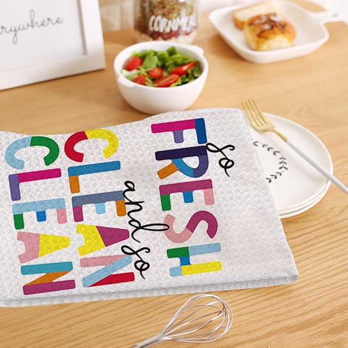 HIWX Kids Hand Towels, Toddler Bathroom Decor, Boho Colorful Towels for Bathroom Kitchen 1624 Inches (White4)