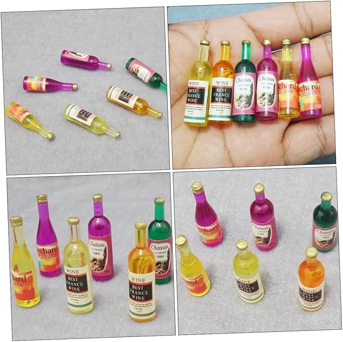 Hemoton 18pcs Small Wine Bottle in The Doll House Miniature Wine Bottle Miniature Bottles Mini Wine Bottles Dollhouse Accessories Miniature Ornaments Decoration Resin