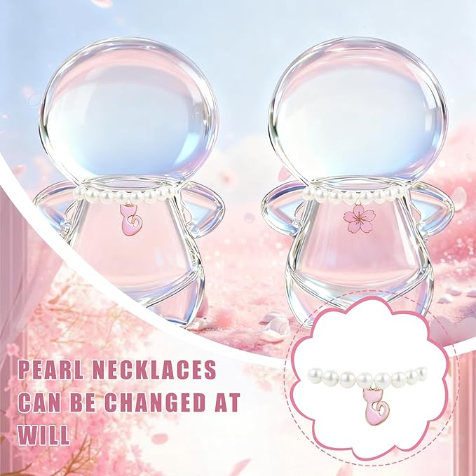 VPDSLABUBU Accessories for 3.9-6.7 Inch (10-17cm) Dolls,10 Pcs Accessories,Including 1 Pearl Necklace,7 Pink Collection Pendants, and 2 Spring Buckles,Meet Your DIY Needs(Pink Collection)