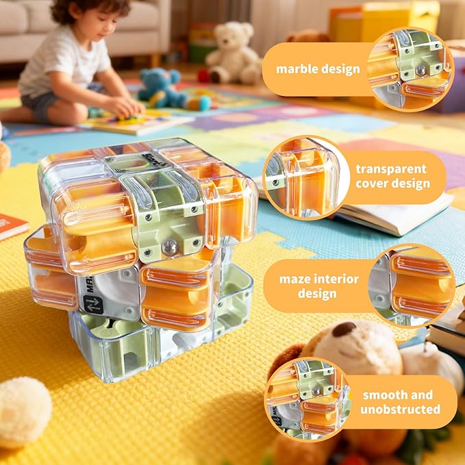 Challenging 3D Labyrinth Maze Cube, Brain-Testing Puzzle Game for Kids 8+, Educational Logic Toy for Home or Travel