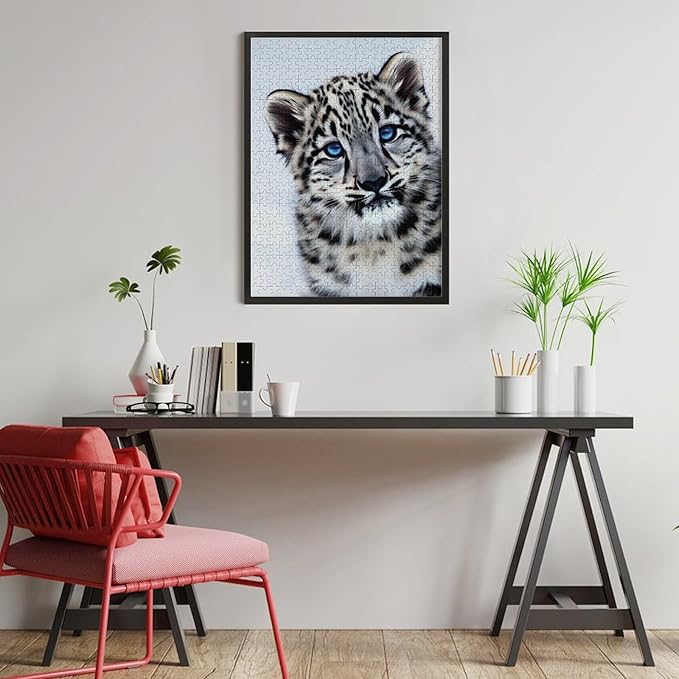 Jigsaw Puzzles for Adults 500 Piece - Cute Snow Leopard Wooden Puzzle,Funny Puzzles，Unique Gifts for Wall Art，Family Puzzle，Educational Games，Challenge Puzzles