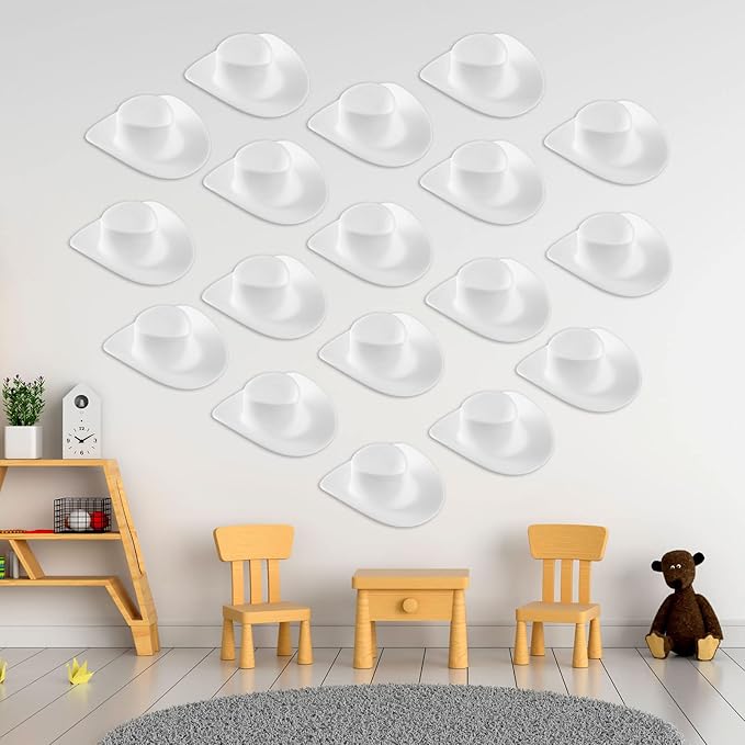 Skylety 20 Pieces Plastic Mini Cowboy Cowgirl Hat Miniature Western Small Doll Hat Cute Doll Cupcake Decoration for Dollhouse Cow Party Decoration(White)