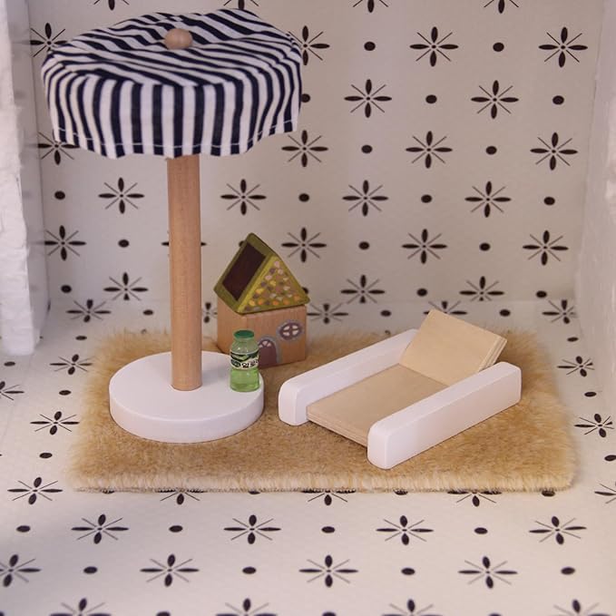 Funky Mini House Miniature Dollhouse Rug - 3 PCS 1:12 Scale Mini Soft Plush Carpet for Dollhouse Furniture Sets Ideal for Dollhouse Bedroom/Living Room Decor & DIY Craft Projects (Khaki)
