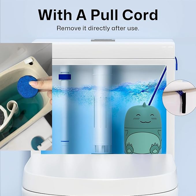 MOGOXION Toilet Bowl Cleaners Automatic Toilet Cleaner for Inside the Bowl Bathroom Toilet Tank Cleaner Dinosaur Shape Design Household with Rope Toulet Cleaning Supplies - Green Jasmine