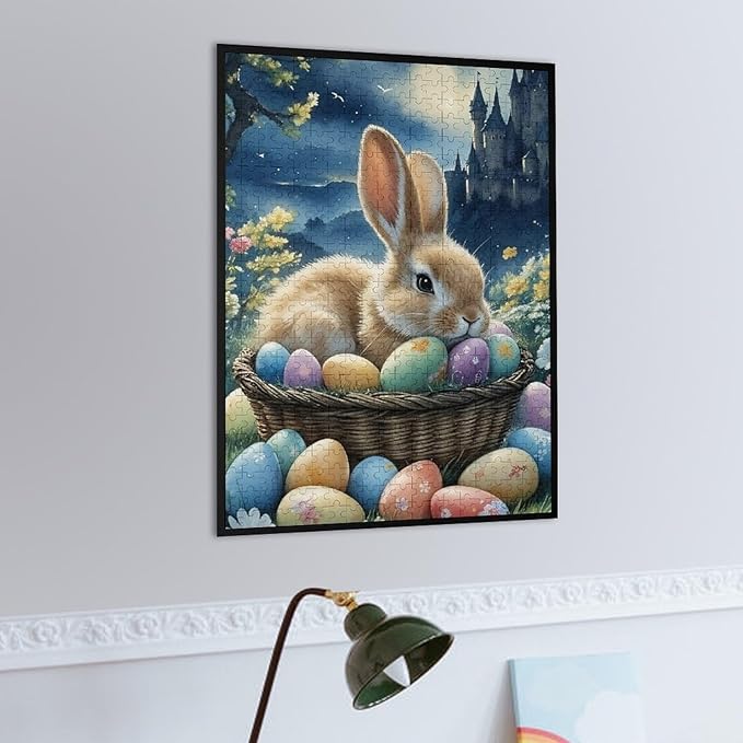 Sleeping Bunny Easter – 1000 Piece Holiday Wooden Jigsaw Puzzle, Cute Sleeping Bunny for Easter, Family Fun, Brain Exercise, Stress Relief