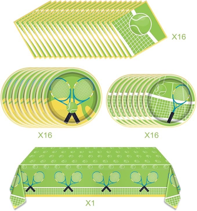 Tennis Tableware Set, Tennis Ball Disposable Dinnerware, Sports Themed Party Supplies