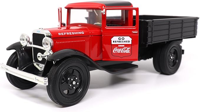 1931 Ford Model AA Pickup Truck Red and Black Go Refreshed - Drink Coca-Cola 1/24 Diecast Model Car by Motor City Classics