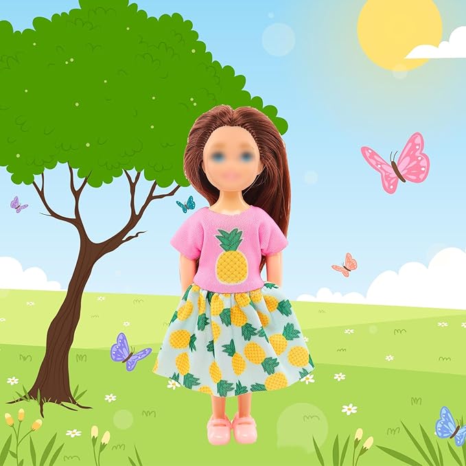 Miunana 19 Pcs 5.3 Inch Doll Clothes and Accessories - 3 Dresses, 3 Outfits, 3 Swimsuits, 3 Shoes, 2 Sunglasses, 5 Outfits Hangers