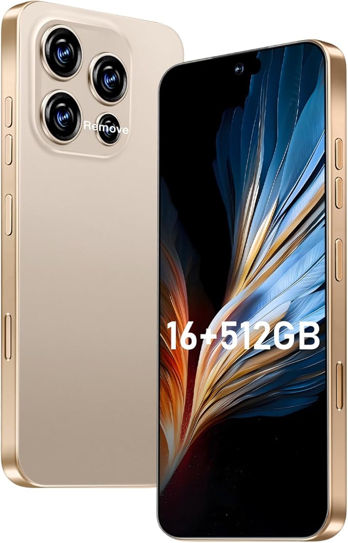 OEJBK 16PROMA X Smartphone New Upgrade 16GB+512GB/6.99" Display 68+108MP Zoom Camera,Tempered Glass Finish, 7000mAh Android 14 Smartphone (Desert Titanium)