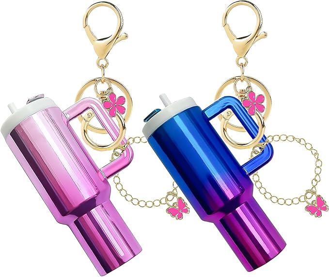 ERTUNA Mini Tumbler Keychain Accessories for Stanley Cup, 2 Way Cute Charms Chapstick Lip Balm Holder for Women Purse Handbag