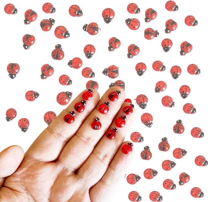 220PCS Mini Ladybug Decor for Dollhouse Resin Tiny Ladybugs for Crafts Micro Miniature Ladybug for Fairy Garden Dollhouse Micro Landscaping Decoration