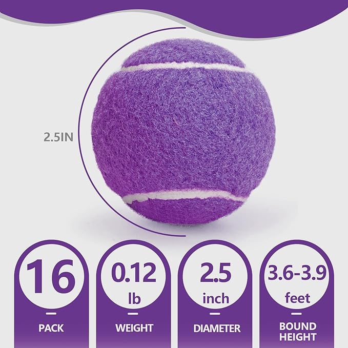 PoyPet 16-Pack Tennis Balls Bulk for Practice,Training and Beginners | Ideal for Dog Fetch,Chew and Play