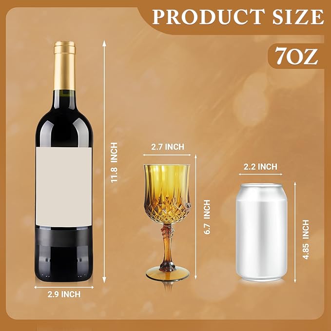 LEYIQU Plastic Wine Glasses, Plastic Goblets Vintage Style Cordial Drinking Glasses for Valentine’s Day, Wedding Reception, Grand Event Party Supplies (12, Amber)