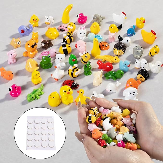 60pcs Mini Resin Animal Figurines: 60 Styles Tiny Animal Figures for Micro Fairy Garden, Landscape Accessories, Dollhouse, Hide Crafts, Decor, Aquarium