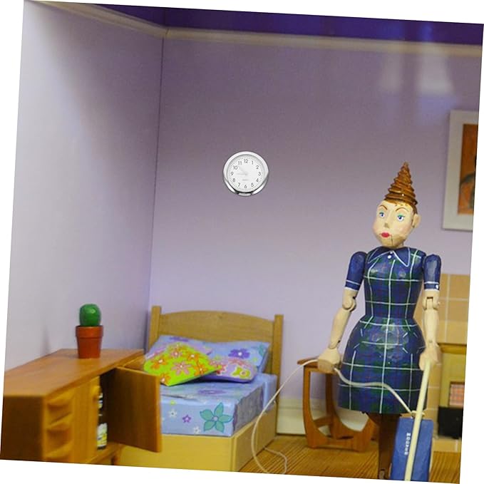 TOYANDONA Miniature Clock Model Models Furniture Tiny House Accessories House Floor Clock Doll House Scene Decoration Doll House Decor Miniatures White Wall Clock Alloy.Glass.Paper Props