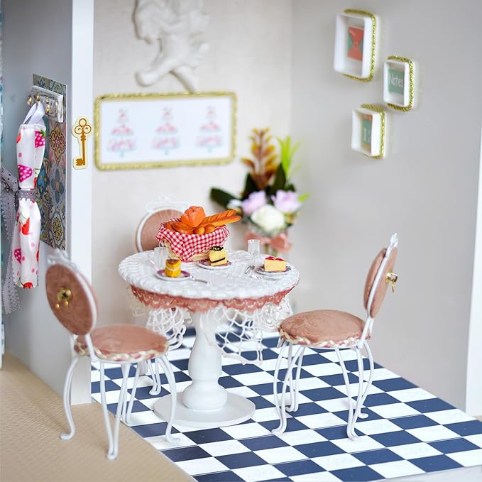 NUOBESTY 27Pcs Dollhouse Flooring, Black and White Checkered Miniature Doll House Floor Tiles Wood Flooring Squares 1:12 Scale Tiny Floor Sheets for Dollhouse Bathroom Kitchen, DIY Crafts, Photo Prop