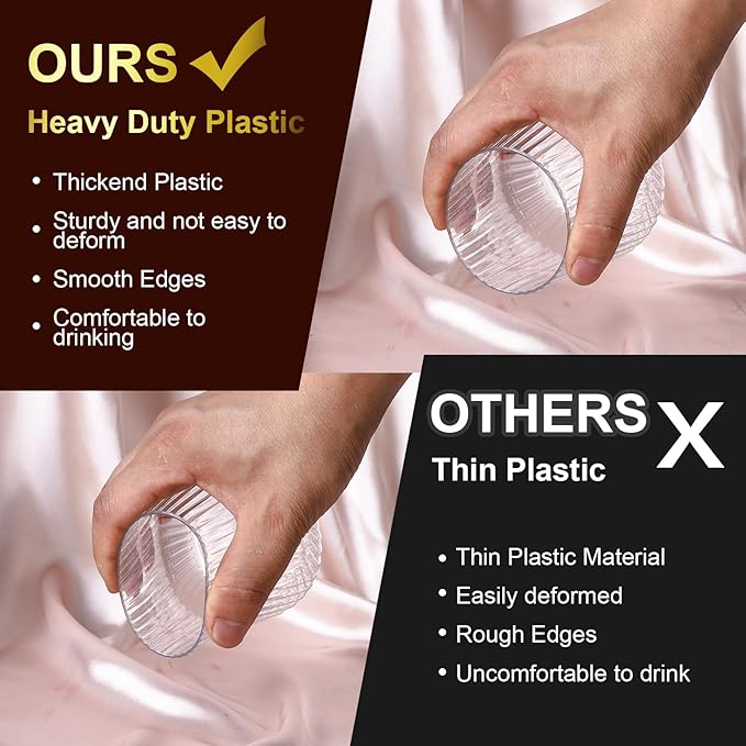 Lueumxc 20 Pack Plastic Ribbed Wine Glasses, 14Oz Origami Disposable Wine Glasses Unbreakable Clear Plastic Cocktail Glasses Recyclable Shatterproof Reusable Wine Cups (14oz-20pack)