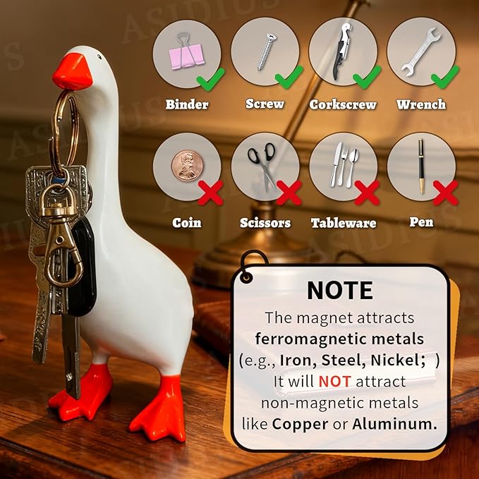 Desk Goose Magnetic Goose Key Holder, Desk Goose 7 Inches Desktop Goose with Upgraded Magnetic Beak, Home Decor Table Decorations for House Warming Gifts (Goose Only)