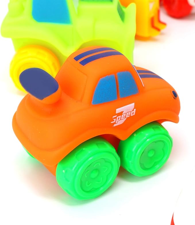 Big Mo's Toys Baby Cars - Soft Rubber Toy Car Set Small Vehicles for Babies and Toddlers - 12 Pieces