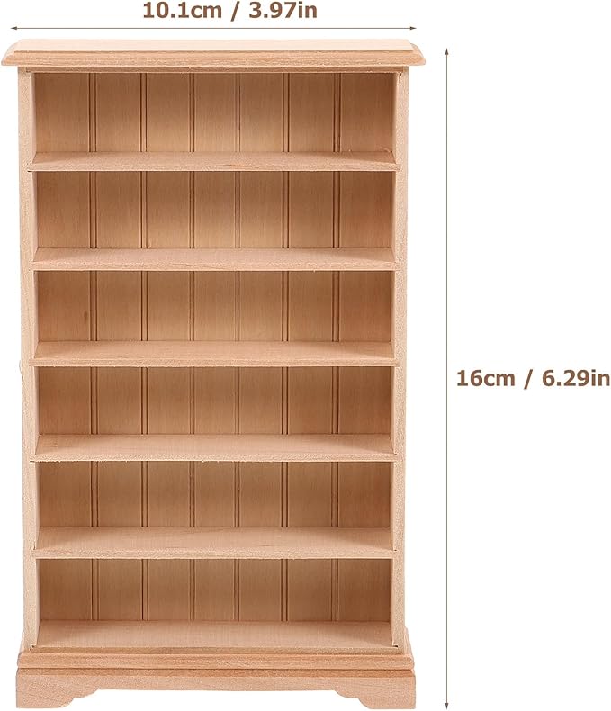 HANABASS 1:12 Dollhouse Storage Cabinet Wooden Dollhouse Furniture Miniature Bookshelf Display Shelf Accessories for Doll House Decor