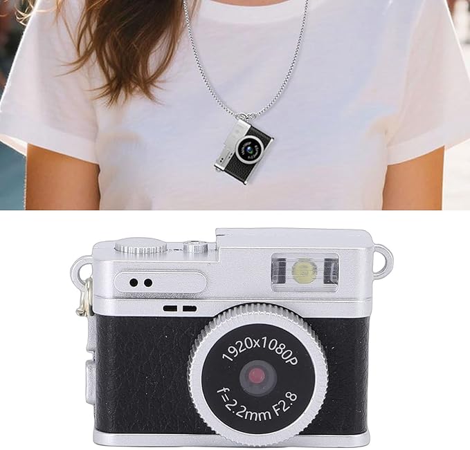 XUMIUZIY Mini Keychain Digital Camera, 1080P 2MP Compact Camera with 0.96 Inch HD Screen, Rechargeable Small Video Recorder with Keychain Neck Strap for Travel