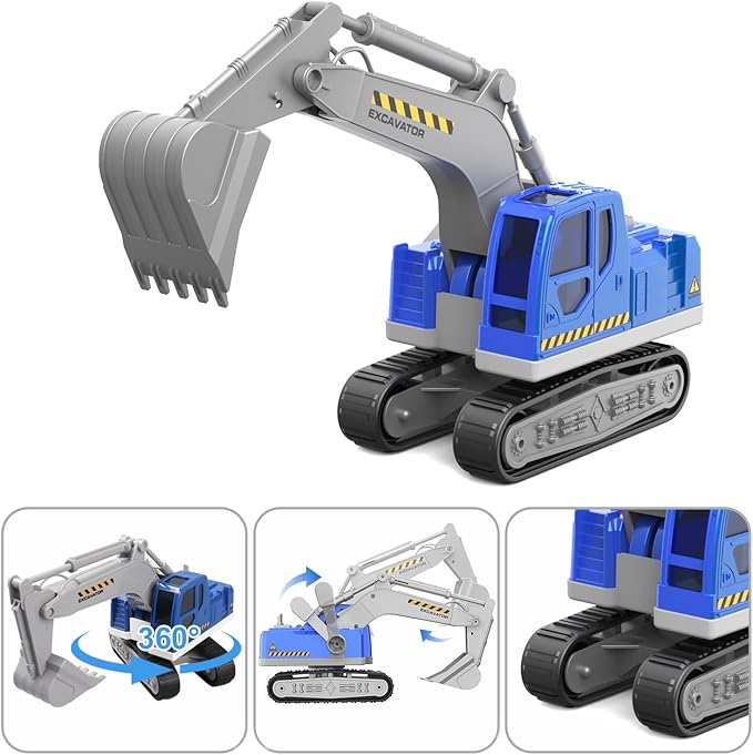 Transports Trucks Kids Toys, 22" Large Semi Truck Toy Carrier and Excavator Truck with Sound&Light,Friction Powered Cars Toys Birthday for Boys Girls 3 4 5 6 7 8