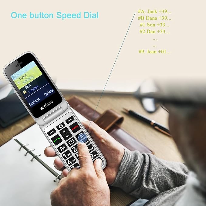 artfone G6 Pro Red - 4G LTE Flip Phone Unlcoked丨Cell Phone for Seniors丨2.4" Dual-LCD丨SOS Button丨Loud Speaker丨Camera丨Charging Dock丨Talking Clock丨Speed Dial丨 Hands-free丨Dumb Phone丨Caller-ID丨Large Fonts