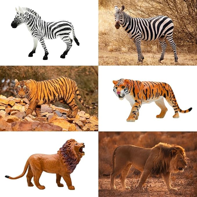 BOLZRA Safari Animals Figures Toys, Realistic Wild Zoo Animal Figurines, Plastic African Jungle Animals Playset for Kids Toddlers, 21Pcs Birthday Gifts Christmas Stocking Stuffers