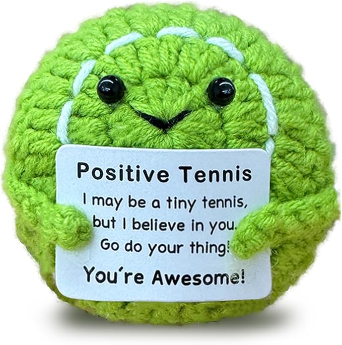 Zelaxeyi Funny Crochet Mini Tennis Ball Gifts for Tennis Lovers,Birthday Gifts for Men Women Tennis Players Emotional Support Crochet
