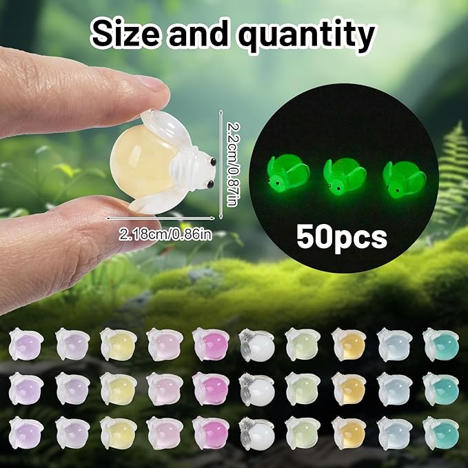 50 Pcs Luminous Mini Resin Fireflys Tiny Animals Miniature Firefly Figures Glow in The Dark for DIY Garden Dollhouse Firefly Figurines Accessories Micro Landscape Aquarium Party Decor
