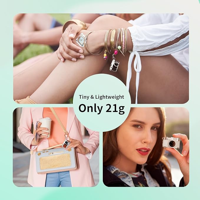LKT Mini Keychain Camera, Pocket-Size Mini Camera, 2K Digital Tiny Cameras with 32GB Card, Cool Gadgets Video Recorder Collectible Gift for Travel, Party and Vlog