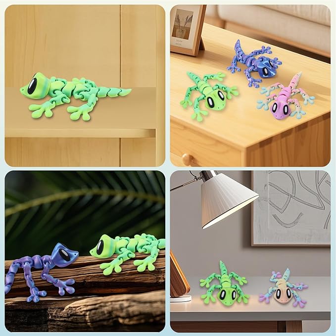 3D Printed Articulated Lizard, Flexible Dynamic Animals Toys, Full Articulated Toy with Magnets, Adults Fidget Toys for Autism ADHD, Home Office Decor, Festival Gifts (Green)