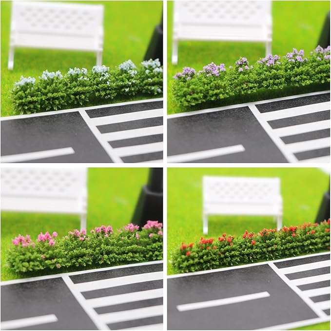 Woohome 6 PCS Static Grass Model Flower Cluster Model Grass Tufts Set for DIY Miniature Train Landscape Terrain Railway Scenery Decorations