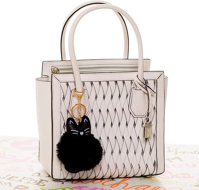Dreams and Whispers Faux Fur Ball Pom Pom Key Chain Ring for Women Bag Pendant