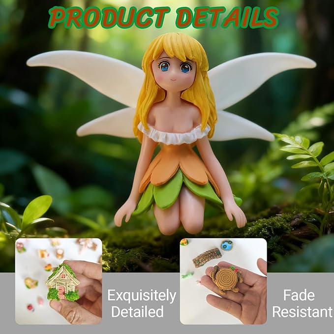 Toosunny 26Pcs Fairy Garden Miniatures Set Resin Mini Landscape Decorations with Bridge Pond House Plant Animals Figures for DIY Terrarium Dollhouse Desk Plant Decor