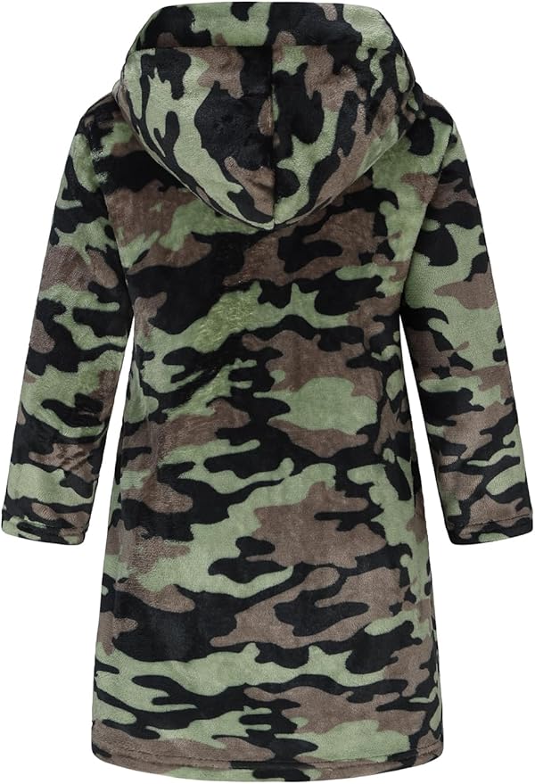 Boys Fleece Robe Hooded Toddler Soft Bathrobe Pajamas Sleepwear for Kids Girls 2-16 Years