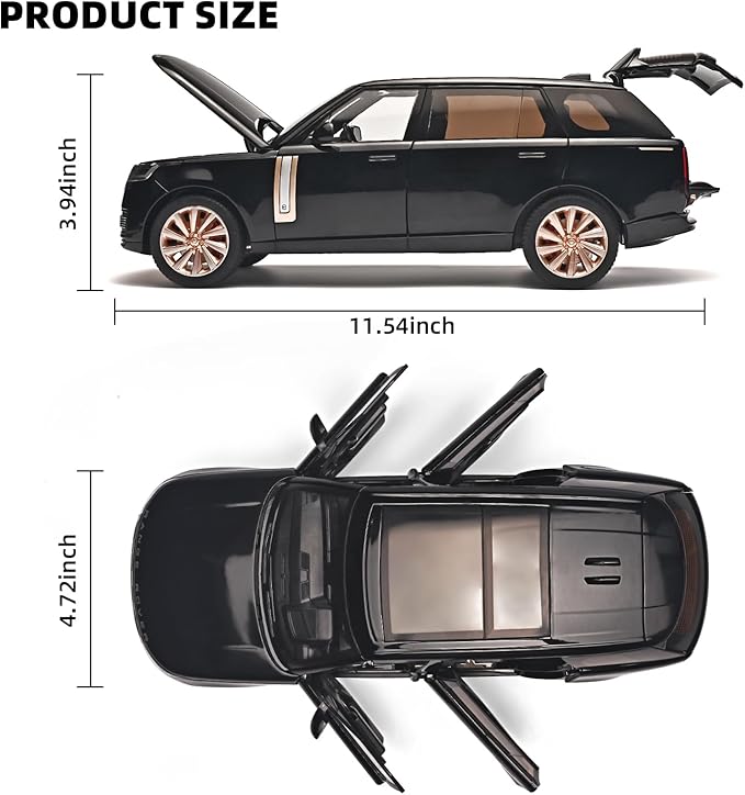 Car Toys for Boys 1/18 Diecast Cars Compatible with Land Rover Range Rover Model Car Kits Collection,Metal Off-Road SUV Toy Car with Light and Sound,Cars for Kids Ages 3-5（Black）