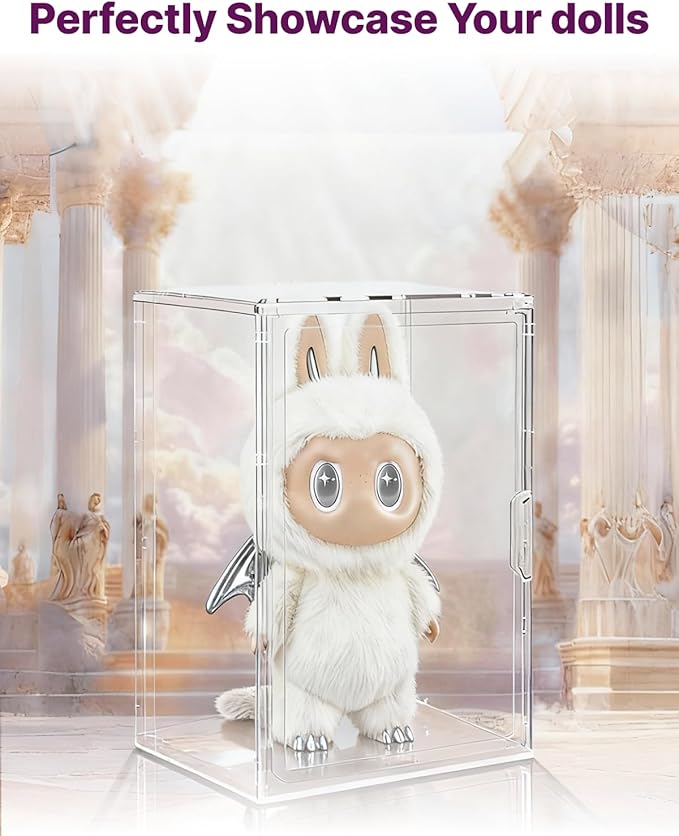 2-Pack XXL-Large Acrylic Display Cases for Gaint Labubu Collectibles 60cm/23.6", Dustproof and Figure Display Case, Compatible with ZIMOMO & Angel in Clouds, Clear Display Box Organizer