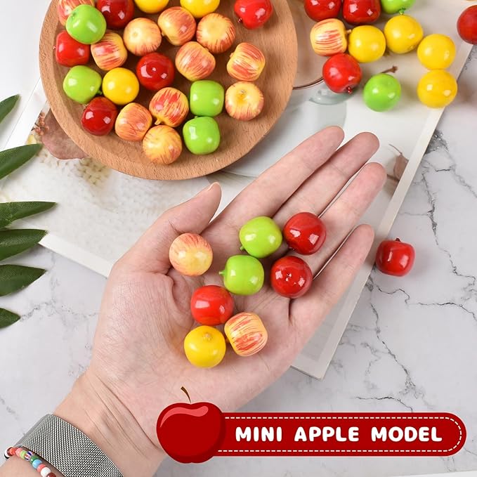 80PCS Artificial Mini Apple Foams Apples Artificial Fruit for Home House Grocery Photography Party Decoration (4 Color)