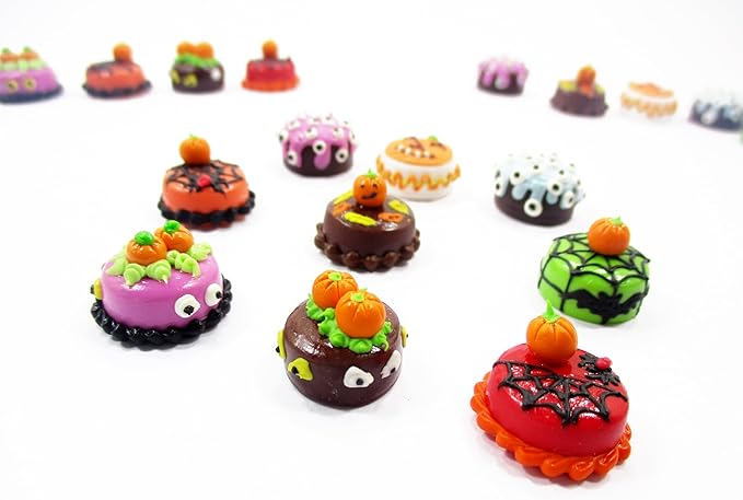Dollhouse Miniature Food 9 Mini Halloween Mixed Cake 1.5 cm Bakery Supply 16672