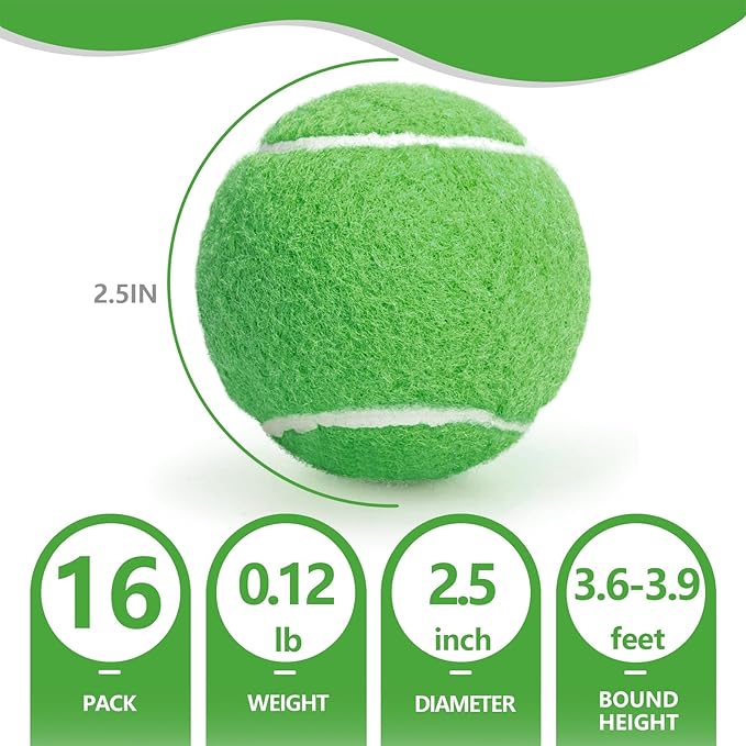PoyPet 16-Pack Tennis Balls Bulk for Practice,Training and Beginners | Ideal for Dog Fetch,Chew and Play