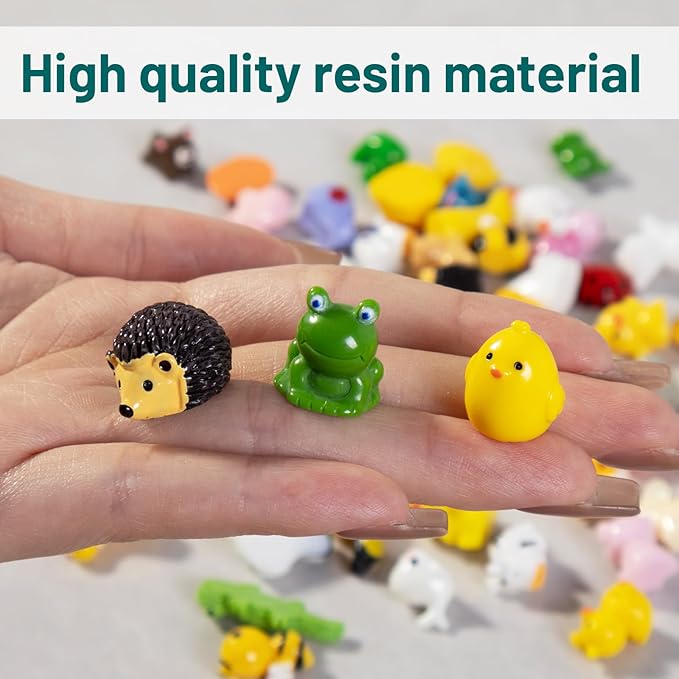 60pcs Mini Resin Animal Figurines: 60 Styles Tiny Animal Figures for Micro Fairy Garden, Landscape Accessories, Dollhouse, Hide Crafts, Decor, Aquarium