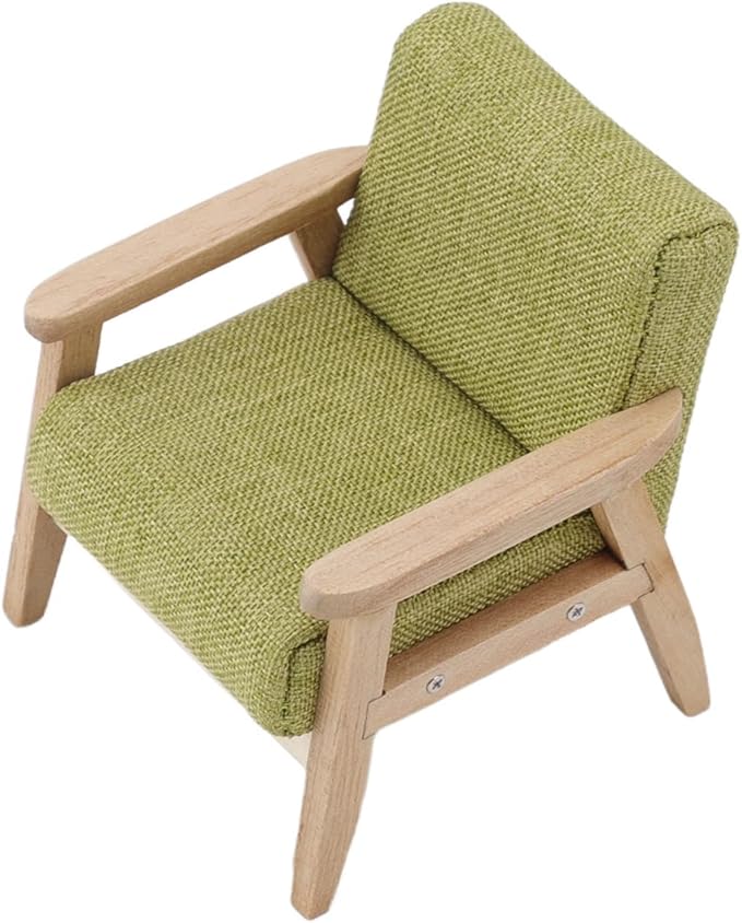 Dollhouse Furniture, Doll House Miniature Sofa Hand Painted Single Lifelike Modeling Decoration for 1 : 12 Doll House (Grass Green)