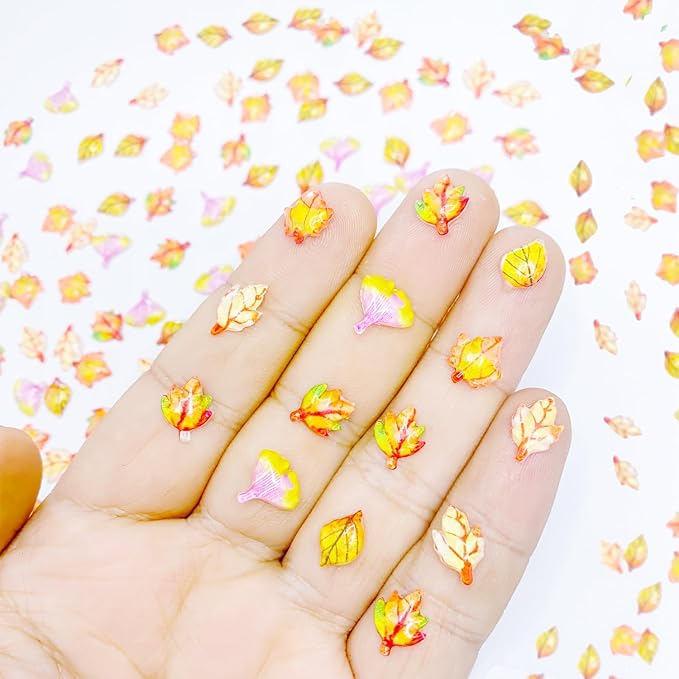 222 Pieces Mini Fall Leaves for Crafts Dollhouse Miniatures Tiny Maple Leaves Micro Fake Leaves Decor for Dollhouse Fairy Garden Micro Landscaping Decoration