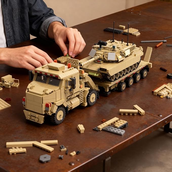 Military M1070 Armored Vehicles Building Kit, WW2 Military Tank Building Block Set, WW2 Armored Tank,Great Gifts Adult Sets for Men,3483 Pieces