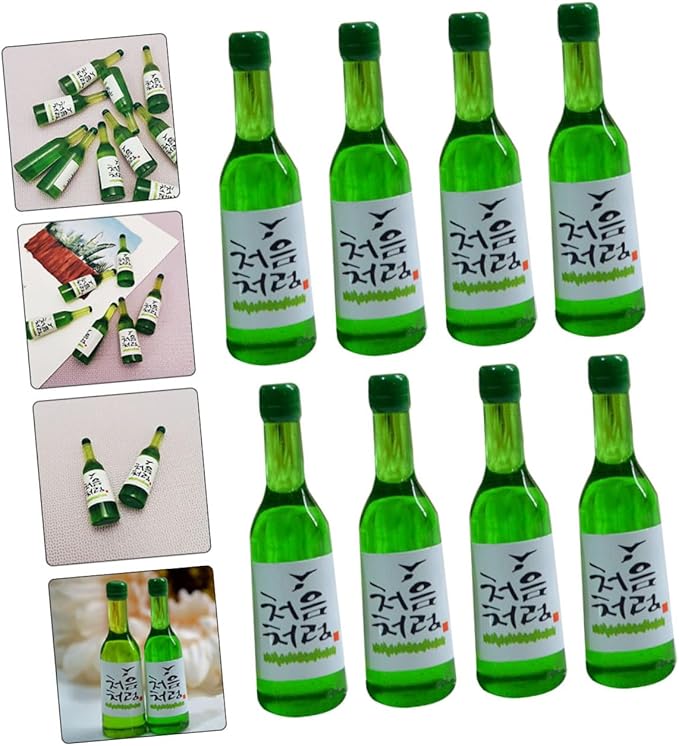 FELTECHELECTR 12pcs Miniature Korean Style Rice Wine Bottles Mini Wine Bottle Models for Dollhouse Decorations DIY Accessories for Miniature Scale Collectors