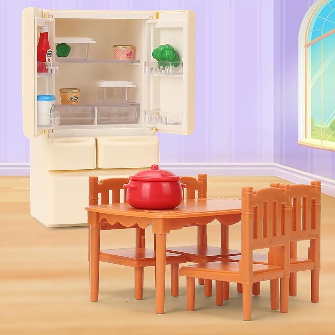 Dollhouse Furniture icebox for Kids Toys Miniature Doll House Accessories Pretend Play Toys for Boys Girls & Toddlers Age 3+