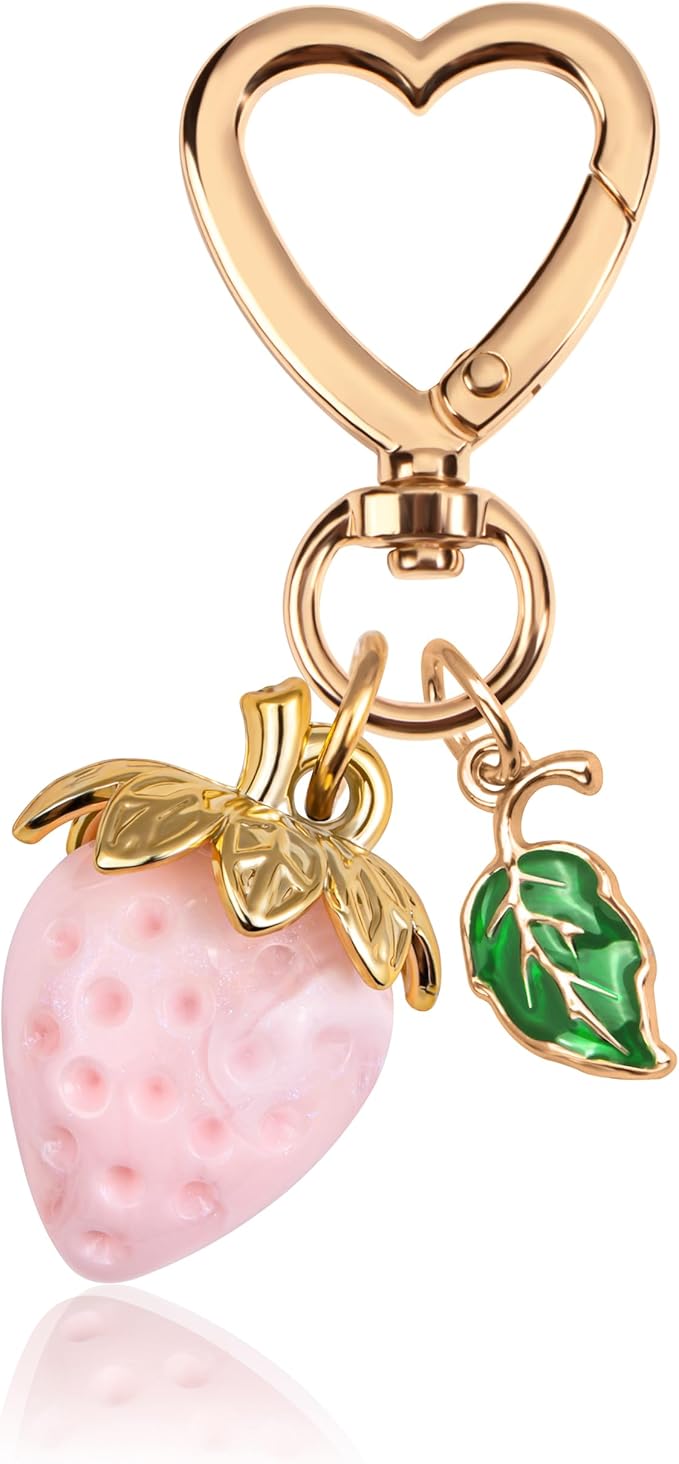 Wikavanli Cute Strawberry Keychain,Bag Charms,Kawaii Heart Flower Daisy Key chains Accessories Decor for Women Girls Purse