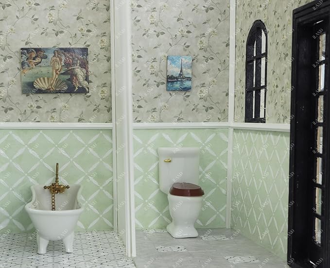iLAND Dollhouse Wallpaper, Nice 1/12 Scale Accessories & 1/6 Scale Accessories for DIY Dollhouse Décor, 39 * 15.7 inch Beautiful Doll House Wall Paper w/Harmonious Proportions & Realistic Touch